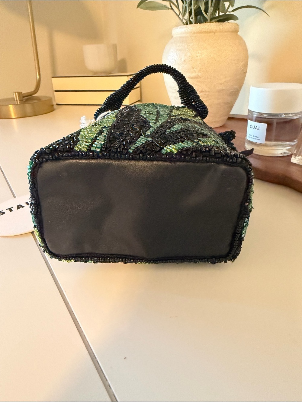 STAUD Beaded Mini Tote in Green and Black - Picture 5 of 5